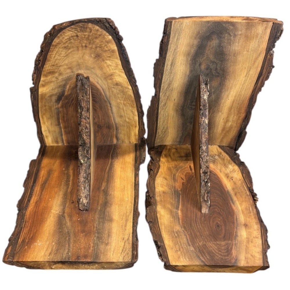 Rustic Wooden Live Edge Bookends